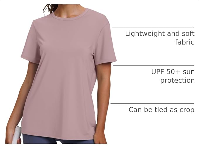 OFEEFAN Workout Tops for Women UPF 50+ Breathable Quick Dry Loose Fit T Shirt Outdoor Yoga Running Hiking Gym Tee Top