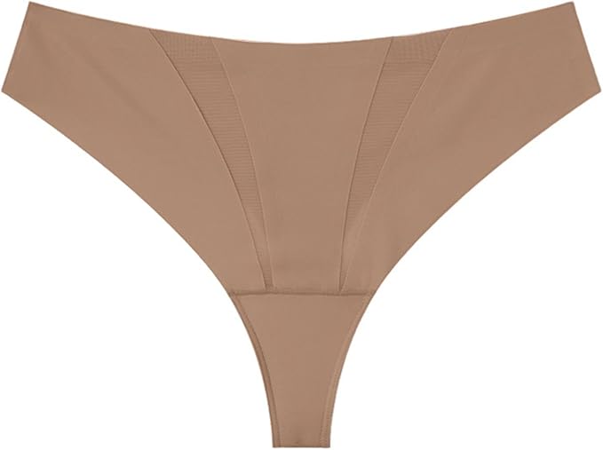 Anti Camels Cover Thongs No Crotch Outline Underwear Women Cotton Panty Liners Invisible Workout Gym G-String, 3 Pack