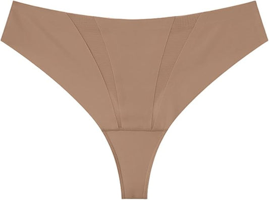 Anti Camels Cover Thongs No Crotch Outline Underwear Women Cotton Panty Liners Invisible Workout Gym G-String, 3 Pack