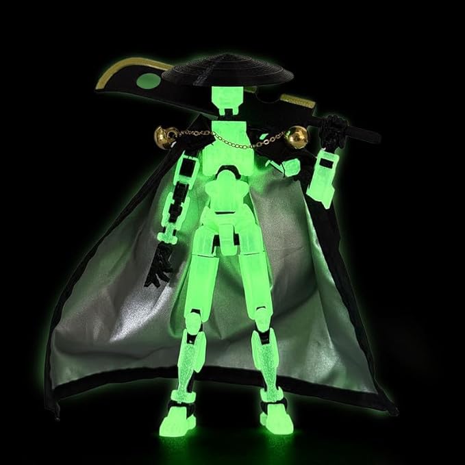 Assembly Completed T13 Action Figures,T 13 Action Figure, Robo 13 3D Printed Action Figure - The Ultimate Hero for Action-Packed Playtime,5.2 Inch (Green (Glows in The Dark))