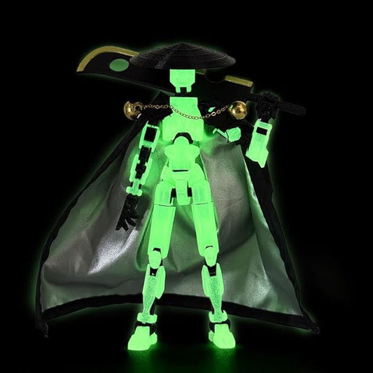 Assembly Completed T13 Action Figures,T 13 Action Figure, Robo 13 3D Printed Action Figure - The Ultimate Hero for Action-Packed Playtime,5.2 Inch (Green (Glows in The Dark))