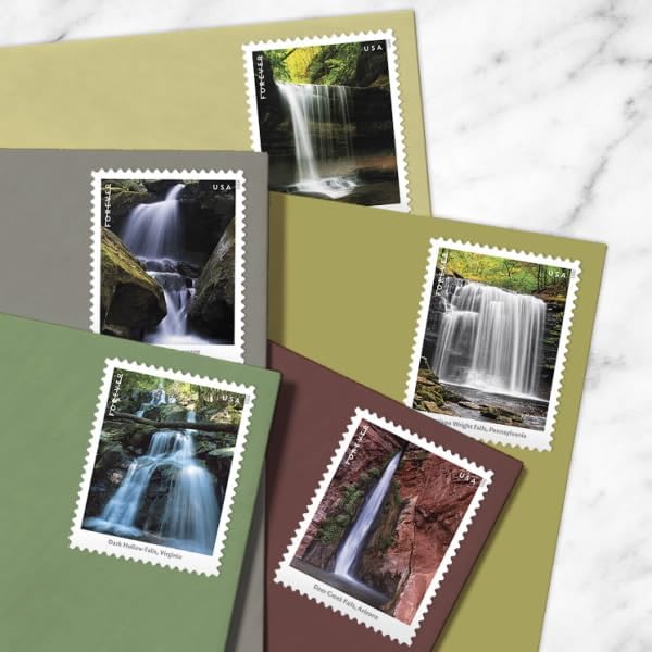 Waterfalls (2 Sheets of 12) Forever Postage Stamps US Postal First Class Nature Rock River Park Party Announcement Celebration Anniversary Wedding 2023 Scott #5800