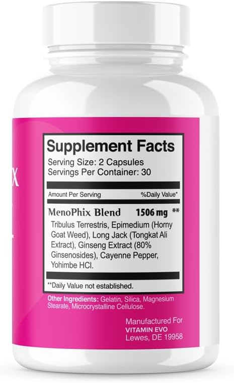 (5 PACK) MenoPhix Menopause Natural Support Capsules - Meno Phix Supplement, Meno Phix Menopause, MenoPhix Supplements for Women Natural Support, MenoPhix Reviews (300 Capsules) 5 Month Supply