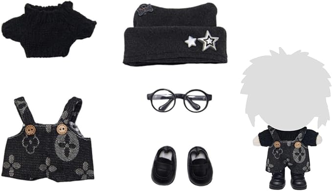 17cm Dolls Clothes 5 Pcs Set Plush Doll Outfits Sweater Pants Hat Glasses Shoes Clothing Accessories Set No Doll