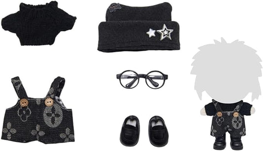 17cm Dolls Clothes 5 Pcs Set Plush Doll Outfits Sweater Pants Hat Glasses Shoes Clothing Accessories Set No Doll