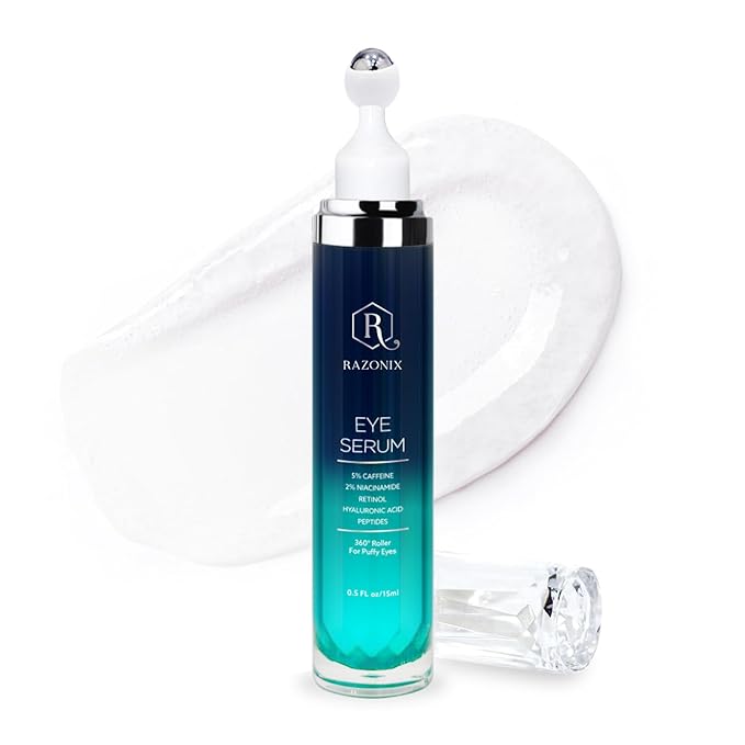 Eye Bags Treatment for Women: Under Eye Cream with Roller for Dark Circles – Caffeine Serum for Puffiness Reducer