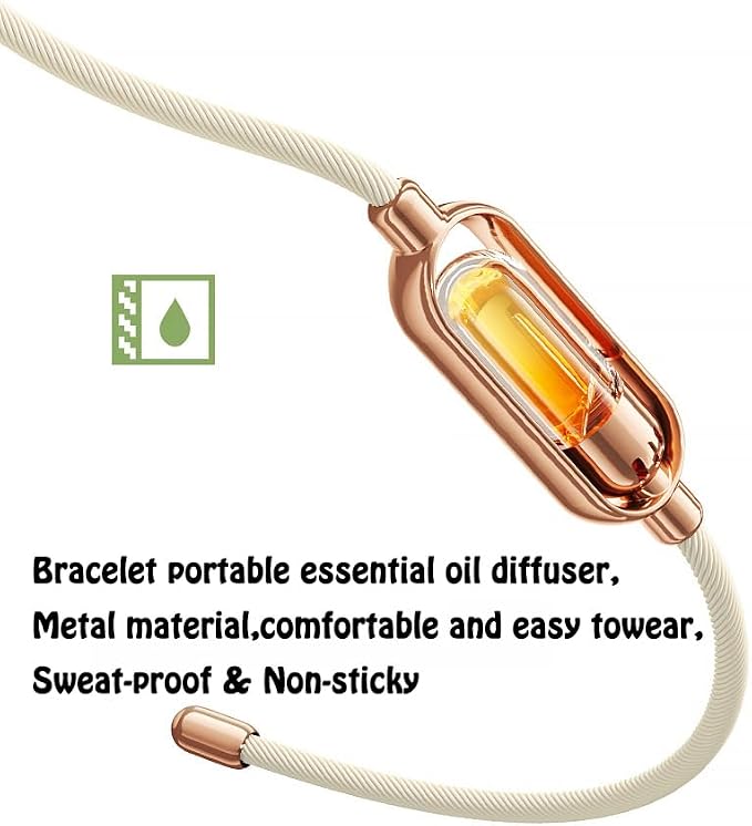Essential Oil Diffuser Bracelet, Adjustable Wristband, Rose Gold, Manual Aromatherapy Jewelry,Perfume Bracelet,Aroma Therapy,Gift Set for Women Men Girls Mother's Day Christma.Ivory.