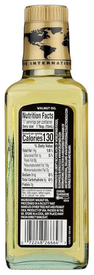 International Collection Walnut Oil, 8.45 fl oz (Pack of 1) | Expertly Sourced, Quality Oils | NonGMO Project Certified, No Artificial Flavors, Gluten Free, Vegan, Kosher & Halal Approved