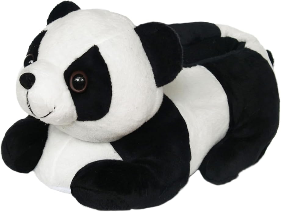Onmygogo Indoor Fuzzy Winter Animal Panda and Cow Plush Slippers for Adult Women Men Boys Girls Kids