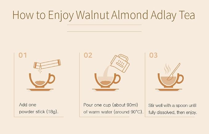 Damtuh Walnut Almond Adlay Tea Zero Sugar Drink Mix – Korean Yulmu Cha (Job’s Tears) Roasted Grain Nut Latte-Style Powder, Sweetened with Stevia, Caffeine-Free, 18g x 40 Sticks