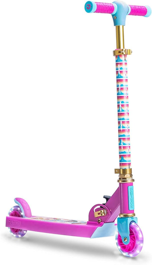 Jetson Character Kids Kick Scooter, LED Lights on Stem & Light-Up Wheels, Lightweight Frame, Height-Adjustable Handlebar, Lean-to-Steer System, Easy-Fold Mechanism