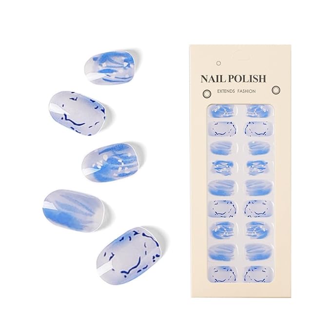 Nail Stickers 20 Pieces Full Wraps Nail Polish Strips, Self-Adhesive Gel Nail Art Decals for Women Girls