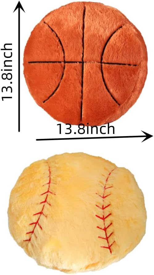 JPORSHU 2PCS Baseball Plush Pillow，White Baseball Pillow Soft Fluffy Football Stuffed Plushies Toy ，Toys Gift for Kids Boy Girls Children Room Decoration