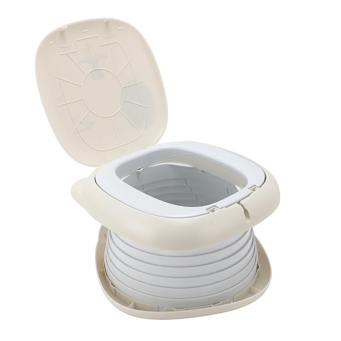 Fafeicy Travel Potty Portable Foldable Training Toilet Plastic 25 X 24 X 17 Cm Leak Proof Compact Design for Toddlers Kids Car Travel Camping Road Trips Outdoor Use (Grey)