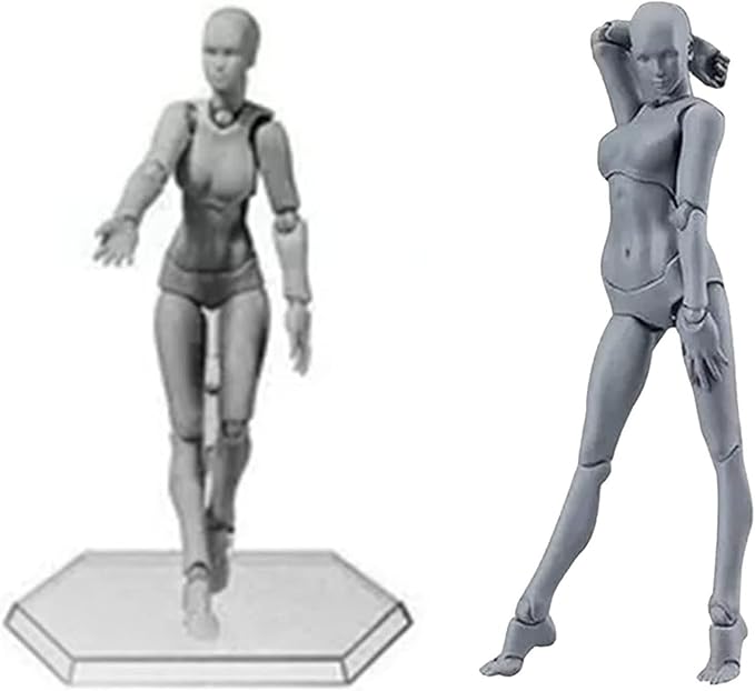 PVC Drawing Figure Action Mannequin, PVC Drawing Figure Model Drawing Figure Mannequin, Action Figure Body, for Sketching, Painting, Drawing, Female Artist (Male) (Women #14)