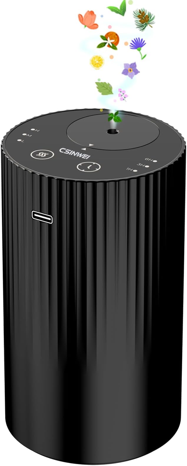 Waterless Essential Oil Diffuser, Portable Car Diffuser with Rechargeable Battery, Cordless Aromatherapy Diffuser for Home Office Bedroom, USB-C Nebulizing, 600 Sq Ft Coverage (Black)