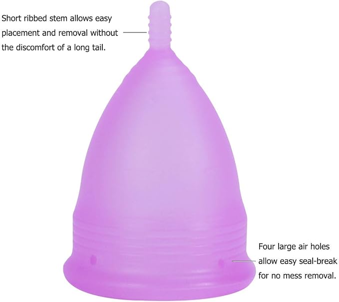 Croing Reusable Menstrual Cup Set of 4, Period Cup, 2 pcs Small and 2 pcs Large (Purple and White)
