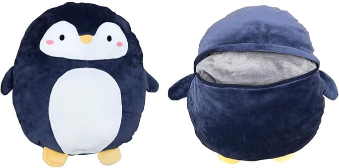 Hofun4U Penguin Stuffed Animal 16 Inch, Blanket in Cute Plush Pillow, Girls Boys Gifts for Birthday Christmas, Travel