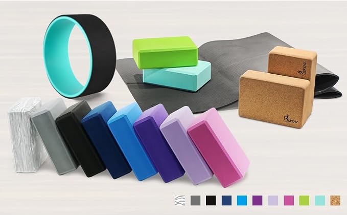 EXERZ Yoga Blocks 2 pack, Gym Blocks, Exercise Workout Fitness Bricks, Pilates Stretch Handstand Non-Slip