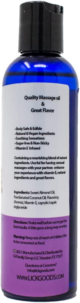 Lick Peanut Butter Flavored Massage Oil – Creamy Dessert-Inspired Edible Massage Oil with Vitamin E, Rich Smooth Texture for Fun Couples Massage Experiences, 4 oz