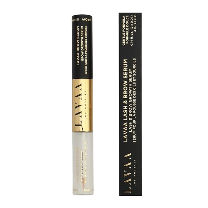 Lavaa Lash & Brow Serum | Growth Serum | 4ml Dual-Ended Tube with 2 Type Brushes for Application | Packed with Vitamins, Peptides, and Amino Acids