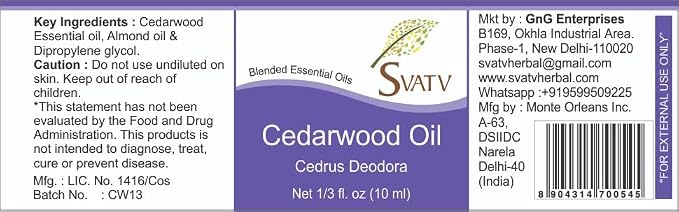 Cedarwood Essential Oil Therapeutic Grade Aromatherapy Oils Fragrance Oil for Diffuser Yoga Massage & DIY Personal Care 10 ml