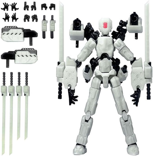 T13 Action Figures Helix Robot 8 Inch, Assembly Completed T 13,3D Printed Robo 13 - The Premium Action Figures for Sci-Fi Enthusiasts White (Glows in The Dark)