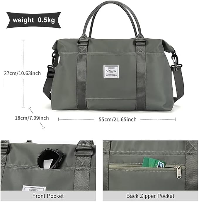 Travel Duffel Bag, Carry On Overnight Weekender Bags for Women | Travel Bag with Wet Pocket & Trolley Sleeve, For Spirit Airlines 18x14x8 Personal Item Bag