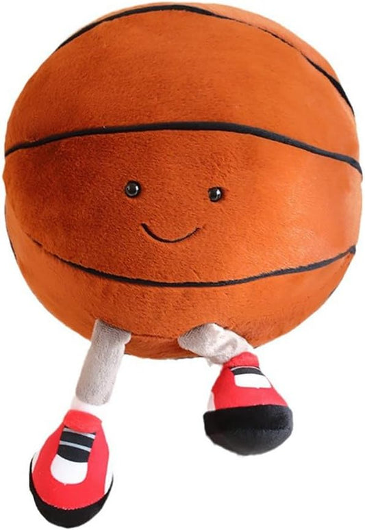 13.7inch Football Plush Toys,Rugby Stuffed Sports Balls Toy,with feet Creative Soccer Doll,Cute Fun Soft Plush Ball,Plush Stuffed Spherical Soft Toys Sports Throw Pillow Cushion Kids Gift (Basketball)