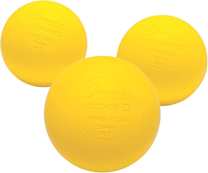 Champion Sports Lacrosse Balls – Official Size SEI Certified, Multi-Color Packs of 3, 6, or 12 for Practice & Games