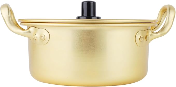 Yinhing Korean Ramen Pot Korean Noodle Pot Ramen Noodle 16cm Yellow Aluminum Stockpot for Noodles Cooking Lightweight and Easy to Suitable for Open Mystical/Fantasy and Electri (#1)