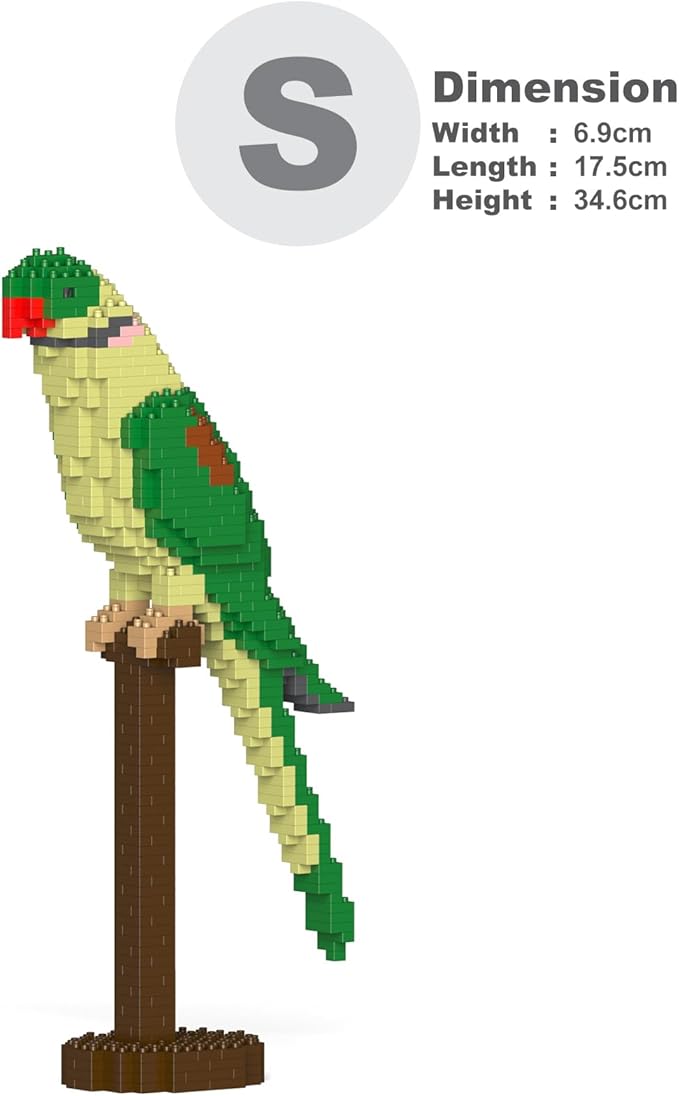 JEKCA Alexandrine Parrot 01S | Parrot Plastic Building Blocks | Age 14+