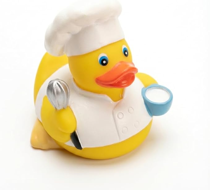 3" Rubber Duck [Sealed Hole, Floats Upright] - Baby Safe Bathtub Bathing Toy - Chef Rubber Duck