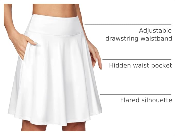 IUGA 20" Knee Length Skorts Skirts for Women with Pockets Tennis Skirt High Waisted Golf Skirts for Women Casual Athletic