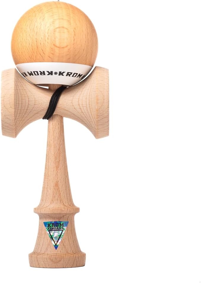 Kendama Toy POP Natural Look - High Wood Quality - Extra Strong - for Beginner and Pro - Gift Pack : Extra String + Stickers