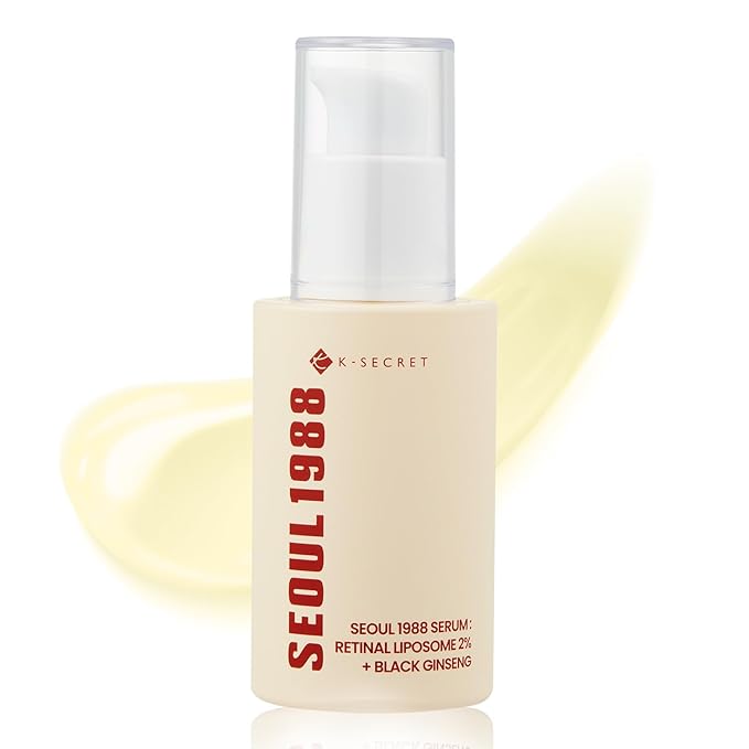 K-SECRET SEOUL 1988 Retinal Serum: Retinol Serum for Face Anti Aging Wrinkle Care - 2% Retinal Liposome Black Ginseng Niacinamide Bakuchiol Vitamin C & 3 Peptides - Korean Skincare Fragrance Free 30mL