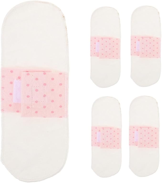 FRCOLOR 5pcs Reusable Washable Cotton Menstrual Pads Lightweight Absorbent Panty Liners for Postpartum and Daily Use Soft Breathable Skin-Friendly Fabric