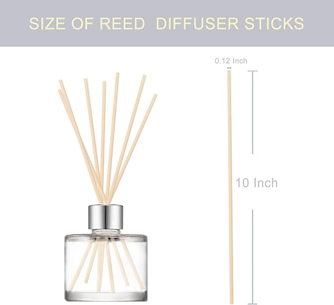 HOSSIAN Reed Diffuser Sticks - Reed diffusers-Reed Sticks -Diffuser Glass Bottles-Diffuser Refills- Natural Rattan Wood Replacement for Aroma Fragrance (10"*3mm Primary Color)