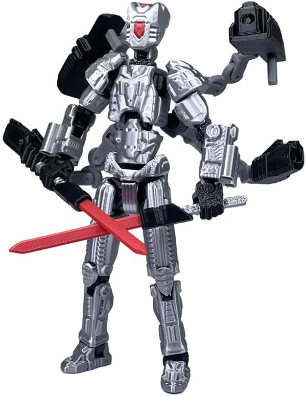T13 Action Figure Set (Assembly Completed)，3D Printed Multi-Jointed, Desktop Decorations for Game Lovers Toys,5.5Inch (Grey)