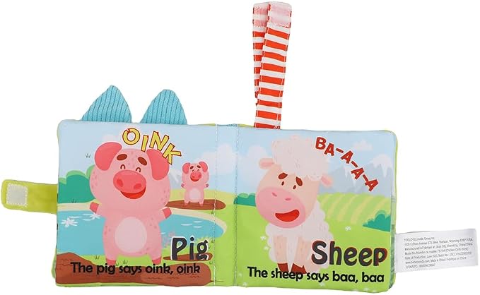 bebe mondo Farm Infants Toy – Chicken Soft Crinkle Books for Tummy Time, Infant Sensory Toy 0-6-12 Months, Touch and Feel Developmental Cloth Book, Shower Gift, Easter Baby Gifts for Boys Girls