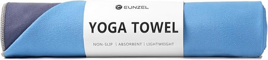 Eunzel Hot Yoga Towel, Reversible Two-Tone Non-Slip Yoga Mat Towel, Sweat Absorbent for Hot Yoga, Pilates and Workout, 72" x 26.5", Navy& Blue