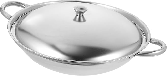Cabilock Dry Pan with Lid Nonstick Pan Nonstick Wok Paella Cooking Stir Fry Skillet Wok Skillet Reheating Pot Stewpot Pow Stainless Steel s Korean Pot Mini China