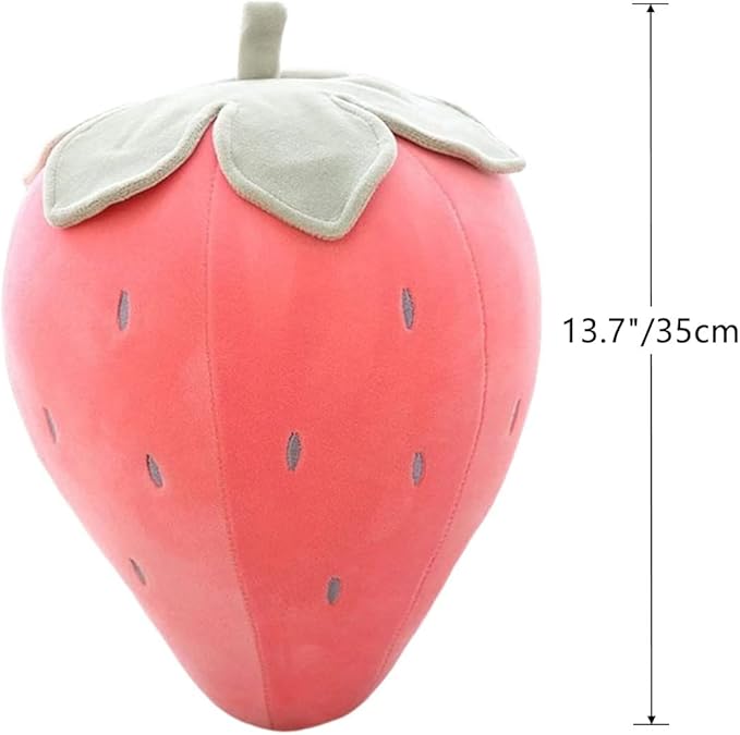 Cute Fruit Kids Pillow Stuffed Strawberry Plush Pillows Super Soft Girls Pillows Cushion Seat for Kids Toys (Pink,13.7''/35cm)1 Count (Pack of 1)