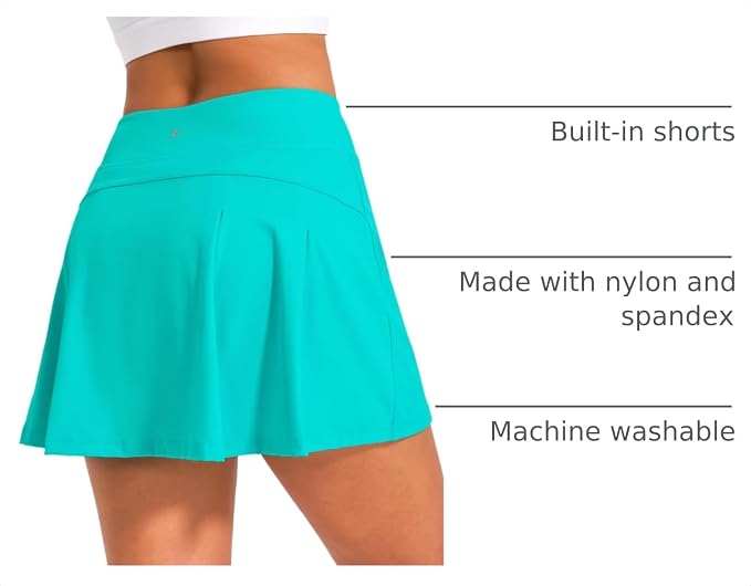 Stelle Women Tennis Skirt High Waisted Athletic Golf Skorts with Pockets | Tummy Control, Built-In Shorts, Deep Pockets, Pleated, Breathable, Lightweight, Tennis, Golf, Pickleball, Running, Workout