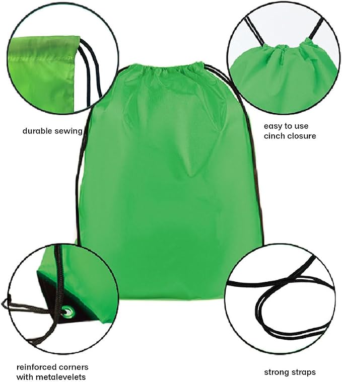 Drawstring Backpack Bulk 50 Packs Draw String Backpack Bags DIY Gym Sports Traveling Trip ride Pedestrianism Yoga Cinch Bag Sackpack Drawstring (green)