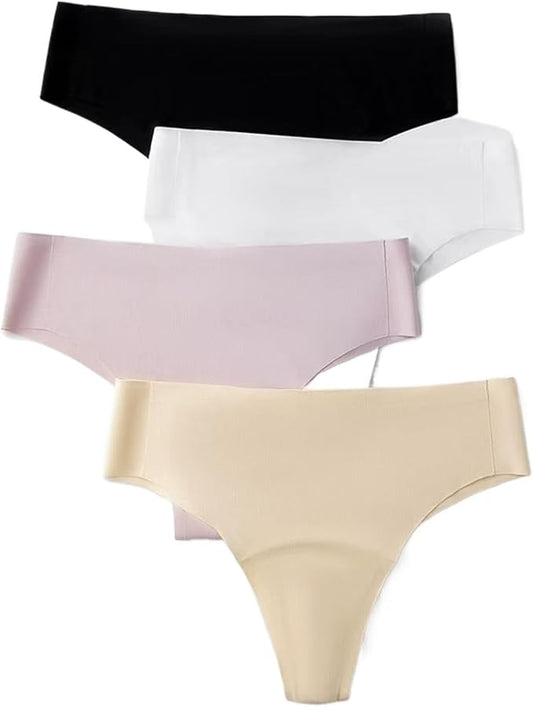 Women's Invisible Camel Toe Cover Thong Panty Liners - Concealment G-String Underwear for Workouts, 4 PCS - Seamless, Breatha