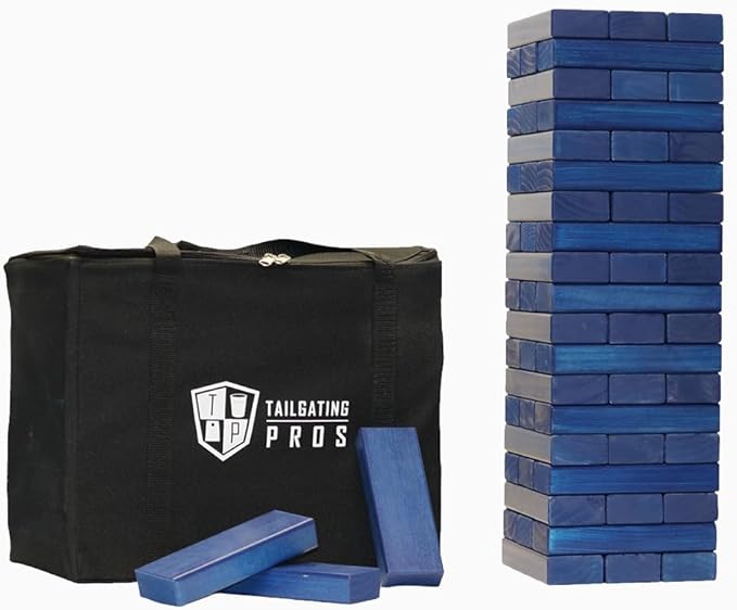 Tailgating Pros Premium Giant Toppling Timbers with Carrying Case – Choose Your Team Colors! Jumbo Outdoor Yard Game, Tower Grows to Over 5 Feet!