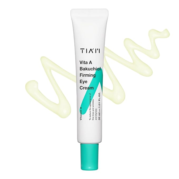 TIAM Vita A Bakuchiol Firming Eye Cream, 1.01 fl oz, Retinol Alternative Anti-Aging Cream for Wrinkles, Dark Circles, and Puffiness, Fragrance-Free Under-Eye Cream, Korean Skin Care