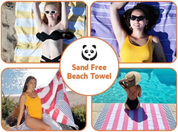 HAVLULAND Turkish Beach Towels, Oversized 40"x72" Turkish Bath Towel, Highly Absorbent Quick Dry Sand Free Beach Towels for Beach Pool Spa Gym Yoga Travel Camping Picnic Blanket - Light Grey