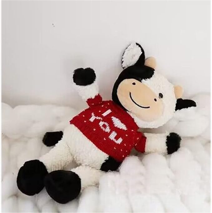 Cow Stuffed Animal Cow Plush Doll Toy 11.8 inch for Girls Boys Christmas (Cow red Clothes)